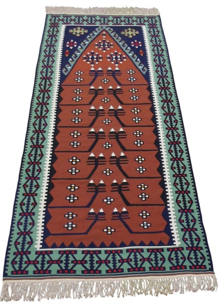 El Dokuma Kayseri Pınarbaşı Yün Kilim 0585 - Yeni - Çok Renkli fırsatları