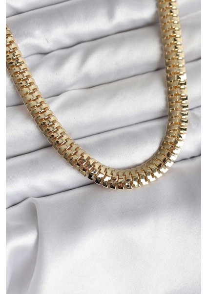 14K Gold Renk Kaplama Zincir Modelli CM Kadın Kolye - TJ-BKO10727