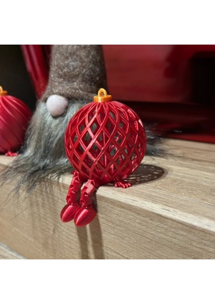 Hareketli Bacaklı Kırmızı Örgü Desenli Yılbaşı Süsü (4 Adet) - 3D Baskı Dekor modelleri