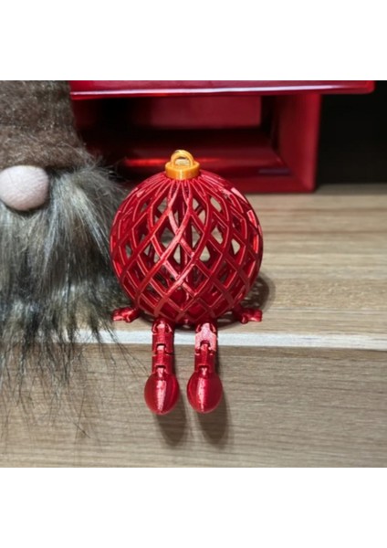 Hareketli Bacaklı Kırmızı Örgü Desenli Yılbaşı Süsü (4 Adet) - 3D Baskı Dekor fırsatları