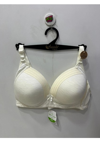 Kadın Balensiz Pamuklu Toparlayıcı Şerit Detaylı Ekru Sütyen