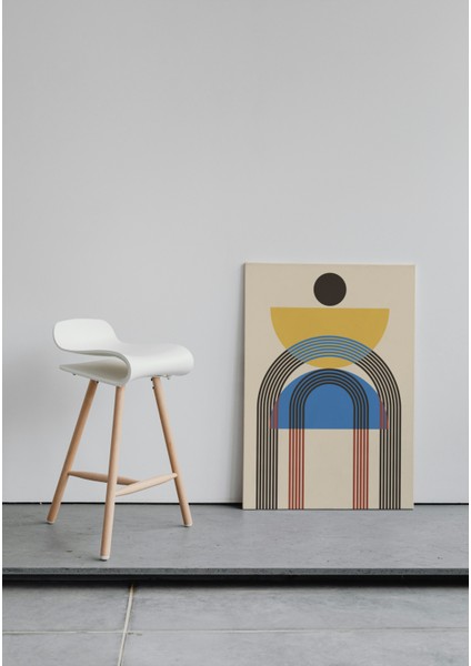 Sarı ve Mavi Geometrik Yarım Daireler Modern Kanvas Tablo fiyatları