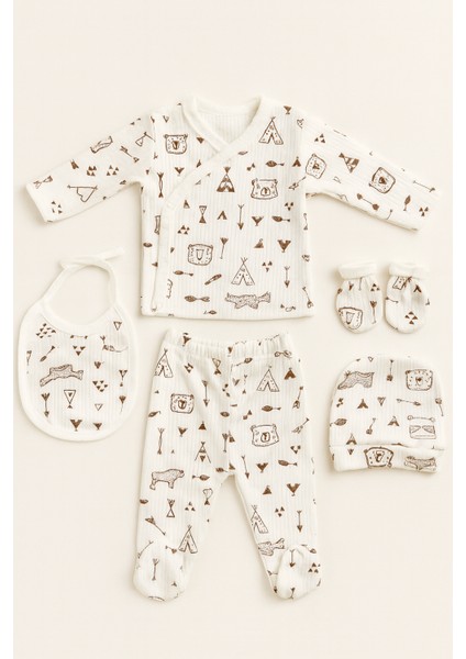 5'li Hastane Çıkışı % 100 Pamuklu Set Fitilli Desenli Yenidoğan Extra Konfor fiyatları