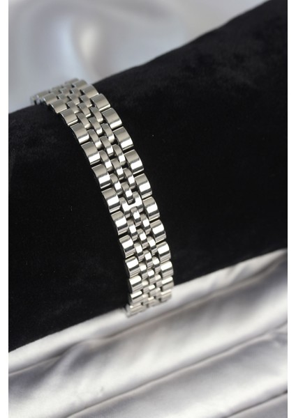 316L Çelik 12 mm Kalınlıkta Gümüş Renkli Erkek Bileklik - TJ-EB3780