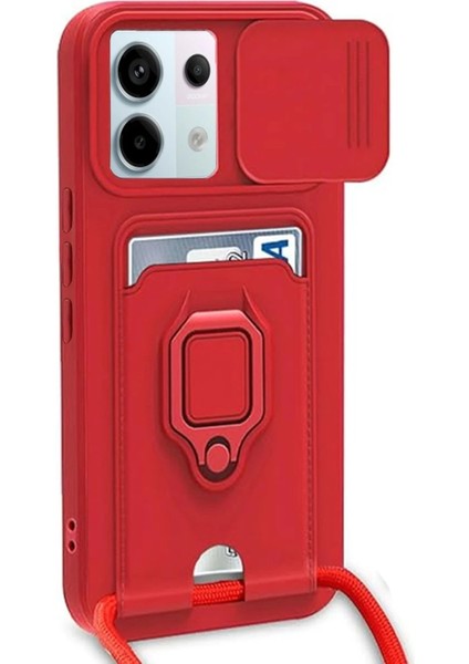 Xiaomi Redmi Note 13 Pro 5g Kılıf Zuma Kartvizitli Yüzüklü Silikon - Kırmızı - EC001Z-56ZTD