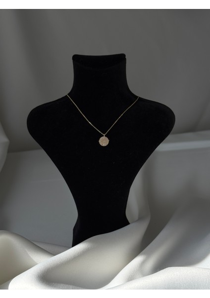 Zirkon Kolye Gold Renk 45 cm