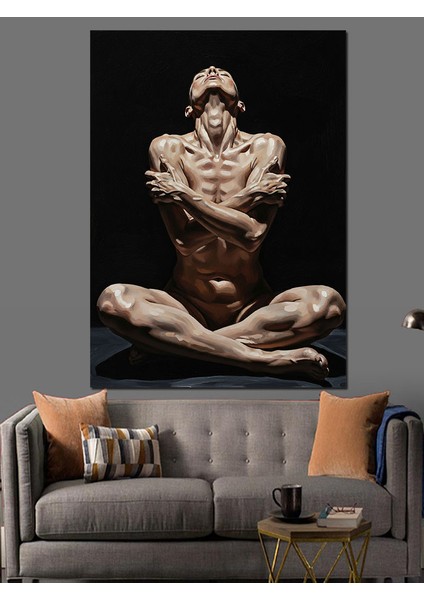 Zayıf Kadın Oturuyor Sanat Dekoratif Kanvas - Mdf Ahşap Tablo