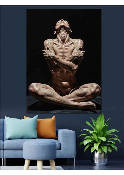 Zayıf Kadın Oturuyor Sanat Dekoratif Kanvas - Mdf Ahşap Tablo fiyatları