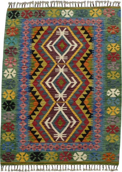 El Dokuma Cerit Yörükleri Iran Yün Kilim 0552 - Yeni - Çok Renkli