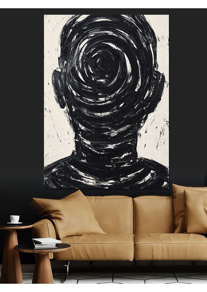 Karanlık Insan Kafası Çizimi Dekoratif Kanvas - Mdf Ahşap Tablo fiyatları