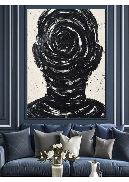 Karanlık Insan Kafası Çizimi Dekoratif Kanvas - Mdf Ahşap Tablo modelleri