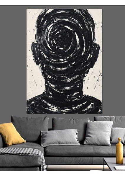 Karanlık Insan Kafası Çizimi Dekoratif Kanvas - Mdf Ahşap Tablo fırsatları