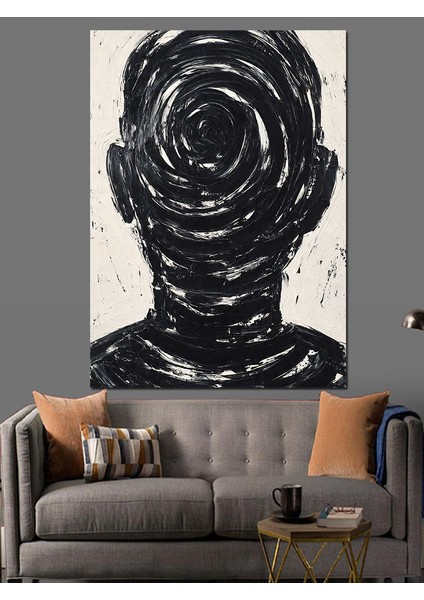 Karanlık Insan Kafası Çizimi Dekoratif Kanvas - Mdf Ahşap Tablo indirimleri