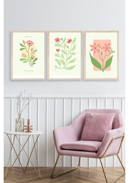 Botanik Üçlü Ahşap Çerçeveli Tablo fiyatları