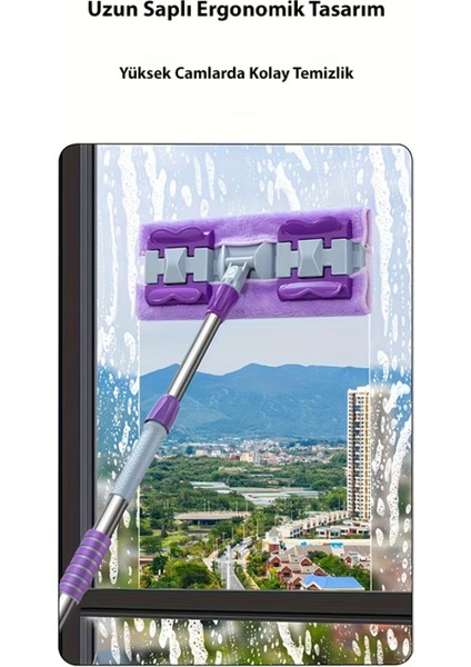 Mandallı Mop Seti + 1 Yedek Bez - Yüzey Temizleme Havlusu Uyumlu 80-125 cm Ayarlanabilir Sap fırsatları