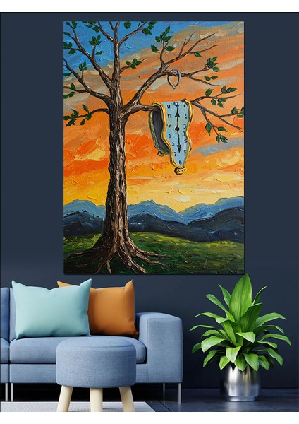 Hayat Ağacı Gün Batımı Dekoratif Kanvas - Mdf Ahşap Tablo