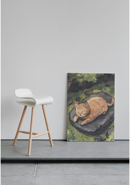 Doğada Uykucu Kedi Kanvas Tablo fiyatları