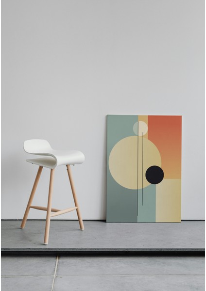 Pastel Yeşil ve Turuncu Tonlarda Modern Geometrik Kanvas Tablo fiyatları