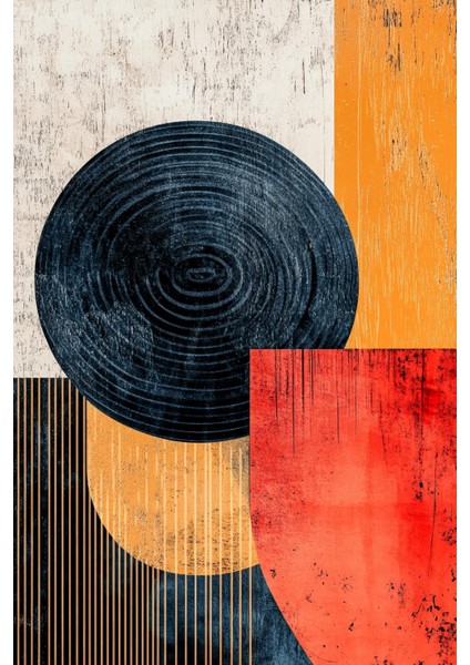 Retro Renkli Geometrik Soyut Kanvas Tablo