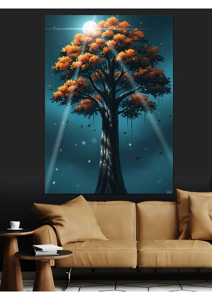 Hayat Ağacı Gün Batımı Dekoratif Kanvas - Mdf Ahşap Tablo fırsatları
