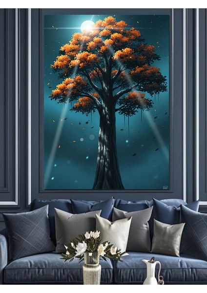Hayat Ağacı Gün Batımı Dekoratif Kanvas - Mdf Ahşap Tablo indirimleri