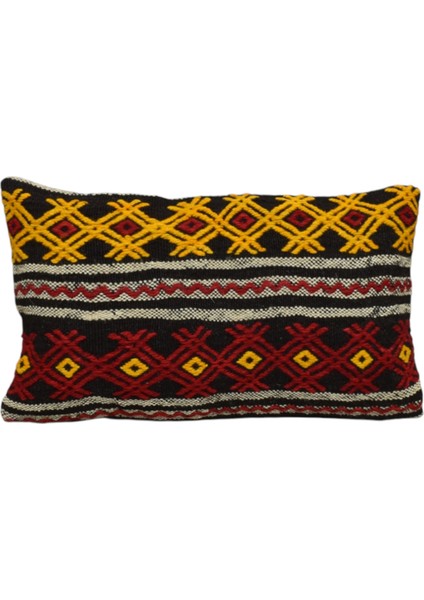 El Dokuma Dekoratif Lumbar Kilim Kırlent Yastık Kılıfı 1045 - Yeni - Çok Renkli