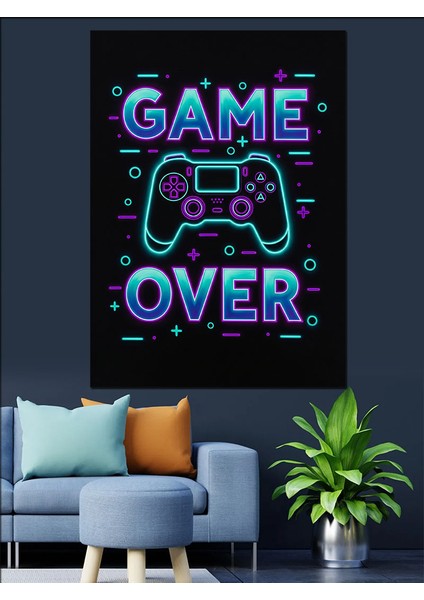 Game Over Neon Afiş Dekoratif Kanvas - Mdf Ahşap Tablo indirimleri