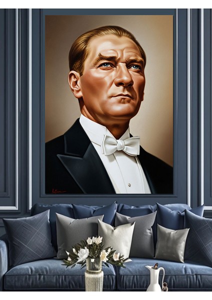 Mustafa Kemal Atatürk Portresi Lider Dekoratif Kanvas - Mdf Ahşap Tablo fiyatları