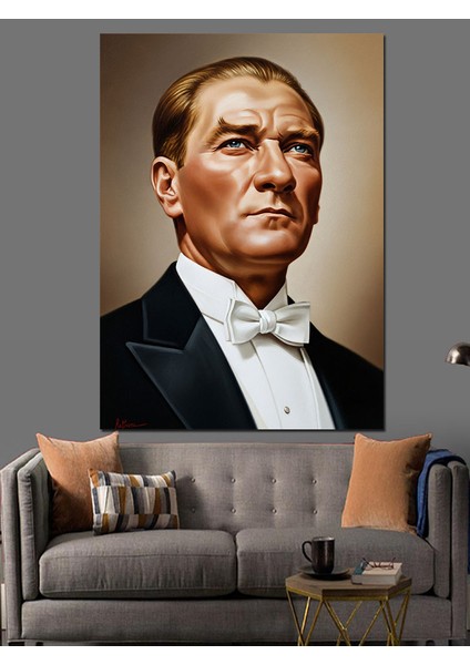 Mustafa Kemal Atatürk Portresi Lider Dekoratif Kanvas - Mdf Ahşap Tablo fırsatları