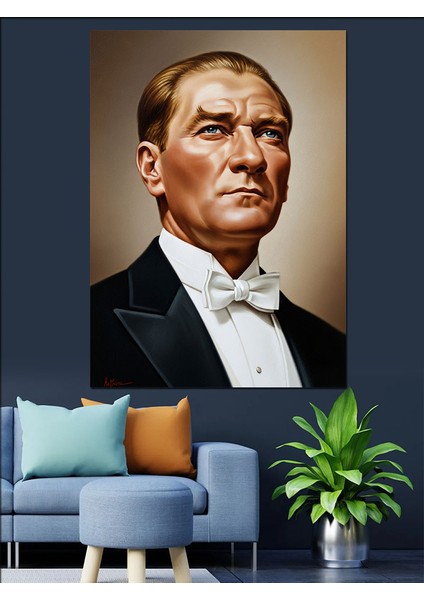 Mustafa Kemal Atatürk Portresi Lider Dekoratif Kanvas - Mdf Ahşap Tablo indirimleri