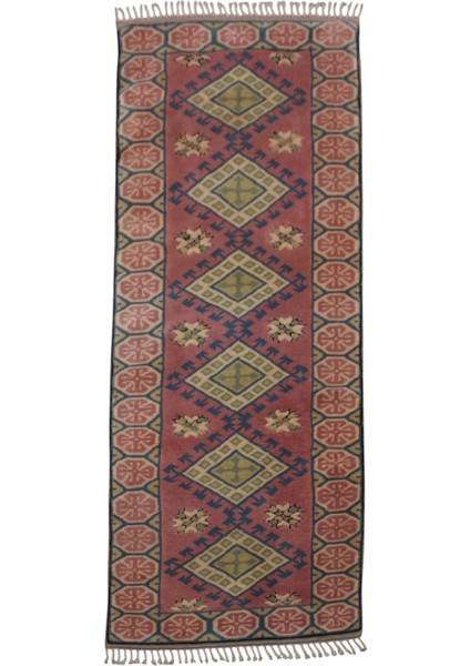 El Dokuma Oygulu Izmir Antik Yörük Yolluk Yün Halı 0578 - Yeni - Çok Renkli