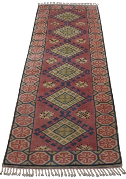 El Dokuma Oygulu Izmir Antik Yörük Yolluk Yün Halı 0578 - Yeni - Çok Renkli modelleri