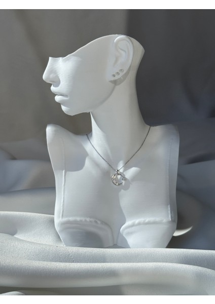 Ay Yıldız Zirkon Kolye Silver Renk 45 cm
