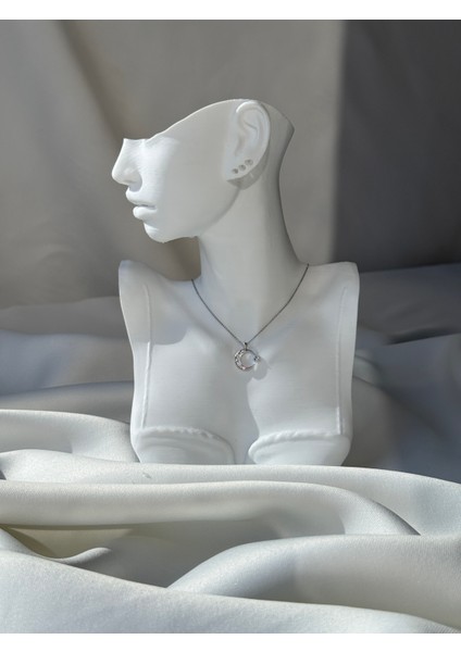Ay Yıldız Zirkon Kolye Silver Renk 45 cm modelleri