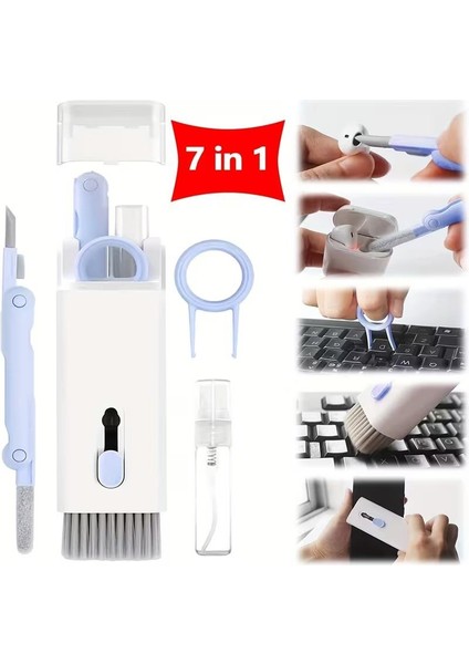 Mavi Renk 7 In 1 Çok Fonksiyonlu Bilgisayar Laptop Klavye Telefon Kulaklık Airpod Temizleyici Kit modelleri