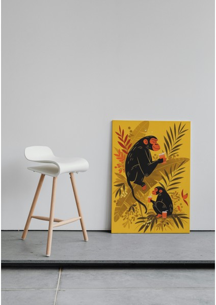 Meyveli Mola Maymun Ikilisi Kanvas Tablo fiyatları