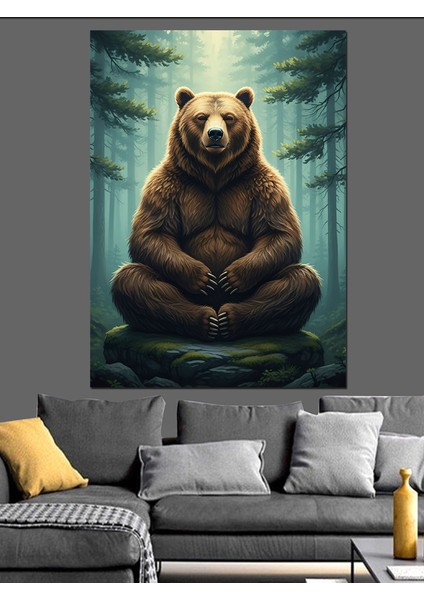 Kahverengi Ayı Doğa Vahşi Dekoratif Kanvas - Mdf Ahşap Tablo