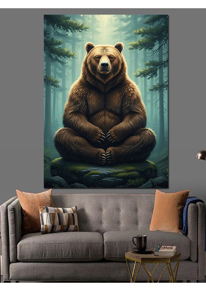 Kahverengi Ayı Doğa Vahşi Dekoratif Kanvas - Mdf Ahşap Tablo fiyatları