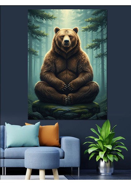 Kahverengi Ayı Doğa Vahşi Dekoratif Kanvas - Mdf Ahşap Tablo modelleri