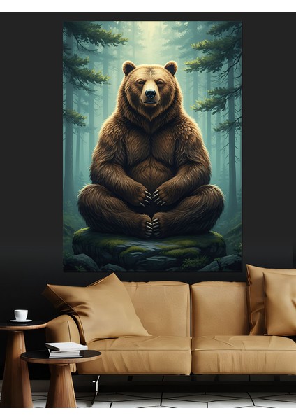 Kahverengi Ayı Doğa Vahşi Dekoratif Kanvas - Mdf Ahşap Tablo fırsatları