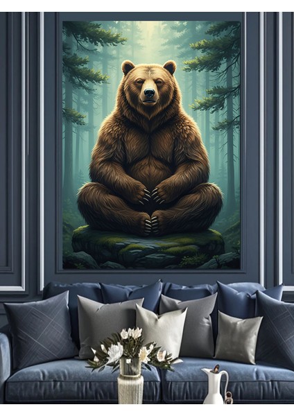 Kahverengi Ayı Doğa Vahşi Dekoratif Kanvas - Mdf Ahşap Tablo indirimleri