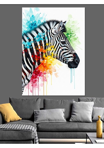 Siyah Beyaz Zebra Çizgileri Dekoratif Kanvas - Mdf Ahşap Tablo