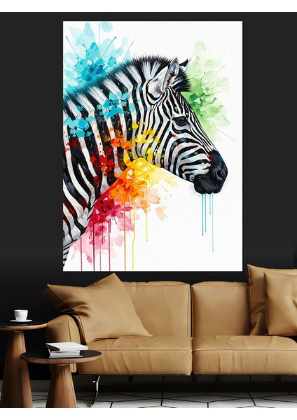 Siyah Beyaz Zebra Çizgileri Dekoratif Kanvas - Mdf Ahşap Tablo fırsatları