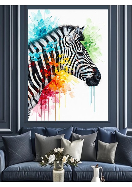 Siyah Beyaz Zebra Çizgileri Dekoratif Kanvas - Mdf Ahşap Tablo indirimleri