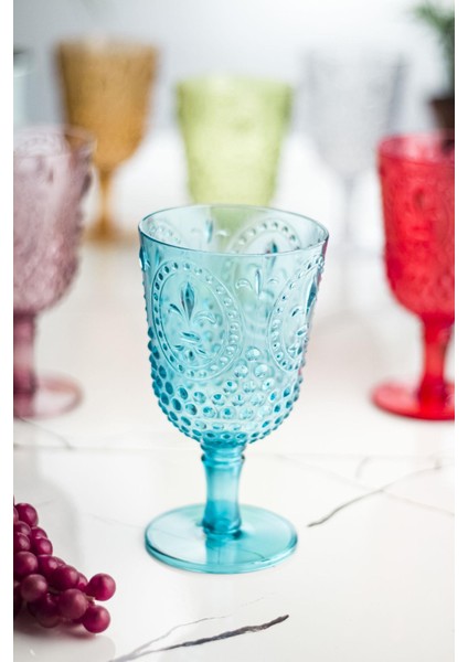 Akrilik Renkli 6'lı Kadeh & Su Meşrubat Kahve Yanı Bardağı 450 ml ( Cam Değildir ) fiyatları