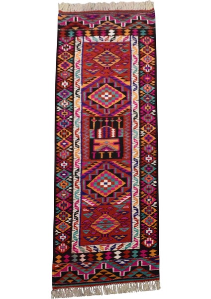 El Dokuma Herki Yolluk Yün Kilim 0516 - Yeni - Çok Renkli
