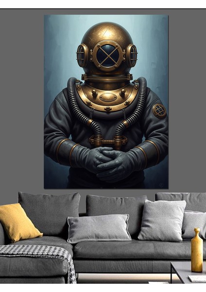Eski Dalgıç Miğferi Deniz Dekoratif Kanvas - Mdf Ahşap Tablo modelleri