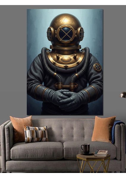 Eski Dalgıç Miğferi Deniz Dekoratif Kanvas - Mdf Ahşap Tablo fırsatları