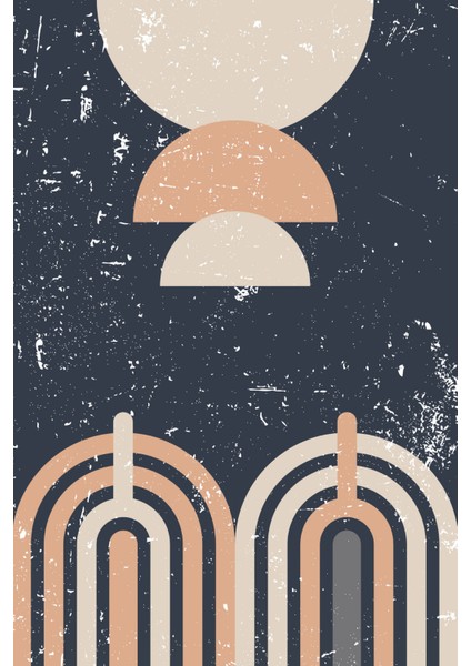 Soyut Yarım Daire ve Retro Yay Desenleri Kanvas Tablo