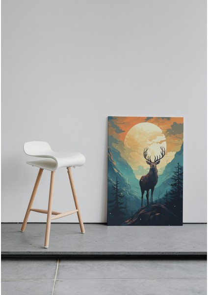 Ay Işığında Geyik Kanvas Tablo fiyatları